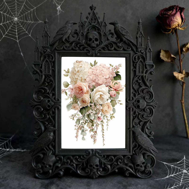 Must-grab Gothic Dark-style Photo Frame | Gothic Bathroom Shelf Decor, Photo Ornament, Wall-mountable & Tabletop, Slim Frame