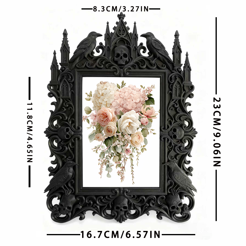 Must-grab Gothic Dark-style Photo Frame | Gothic Bathroom Shelf Decor, Photo Ornament, Wall-mountable & Tabletop, Slim Frame