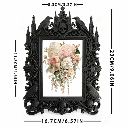 Must-grab Gothic Dark-style Photo Frame | Gothic Bathroom Shelf Decor, Photo Ornament, Wall-mountable & Tabletop, Slim Frame