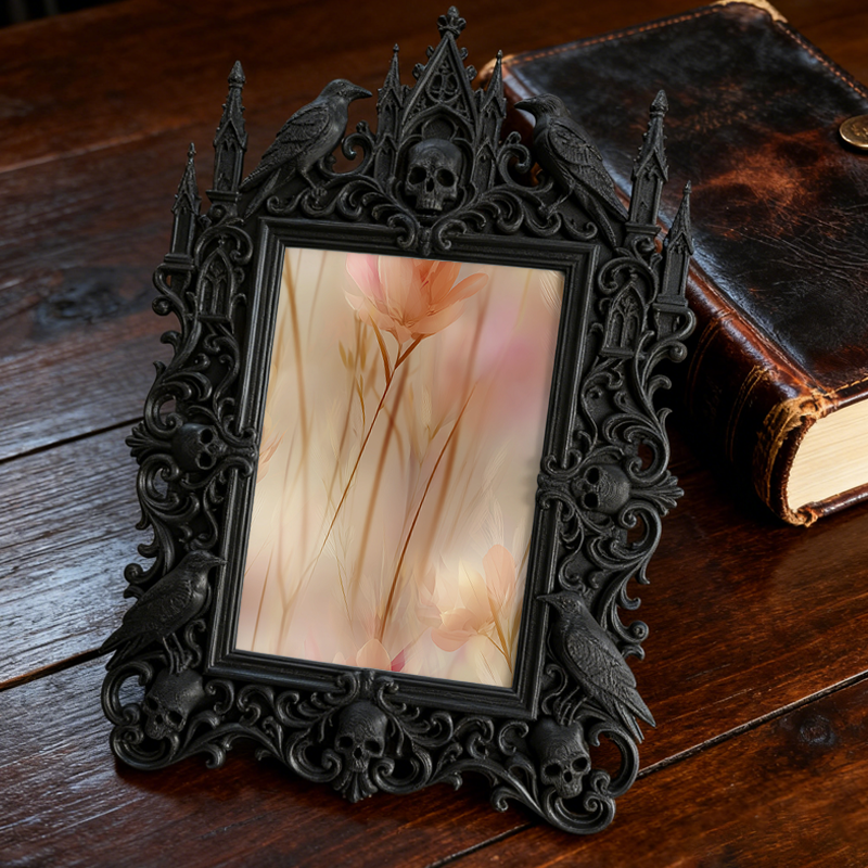 Rare-gem Gothic Dark-style Photo Frame | Gothic Rooftop Terrace Decor, Photo Ornament, Wall/Table Dual-use, Rustic Frame