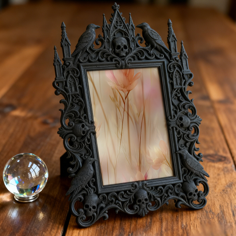 Rare-gem Gothic Dark-style Photo Frame | Gothic Rooftop Terrace Decor, Photo Ornament, Wall/Table Dual-use, Rustic Frame