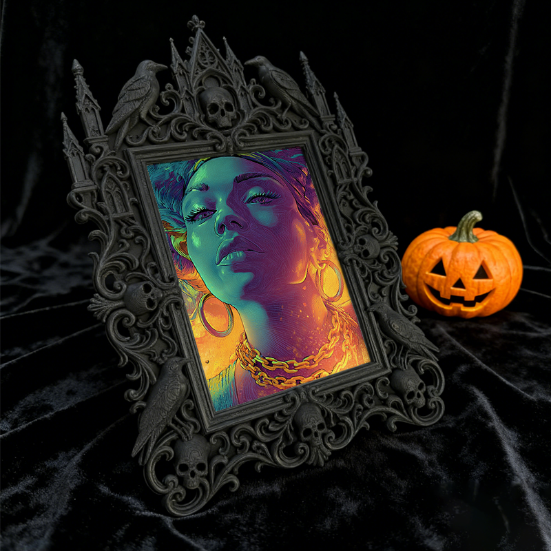 TikTok-viral Gothic Dark-style Photo Frame | Gothic Kids’ Dark Fairy Tale Room Decor, Photo Ornament, Wall-mountable & Tabletop, High-gloss 