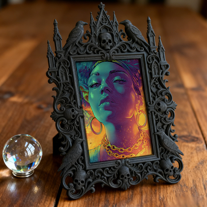 TikTok-viral Gothic Dark-style Photo Frame | Gothic Kids’ Dark Fairy Tale Room Decor, Photo Ornament, Wall-mountable & Tabletop, High-gloss 