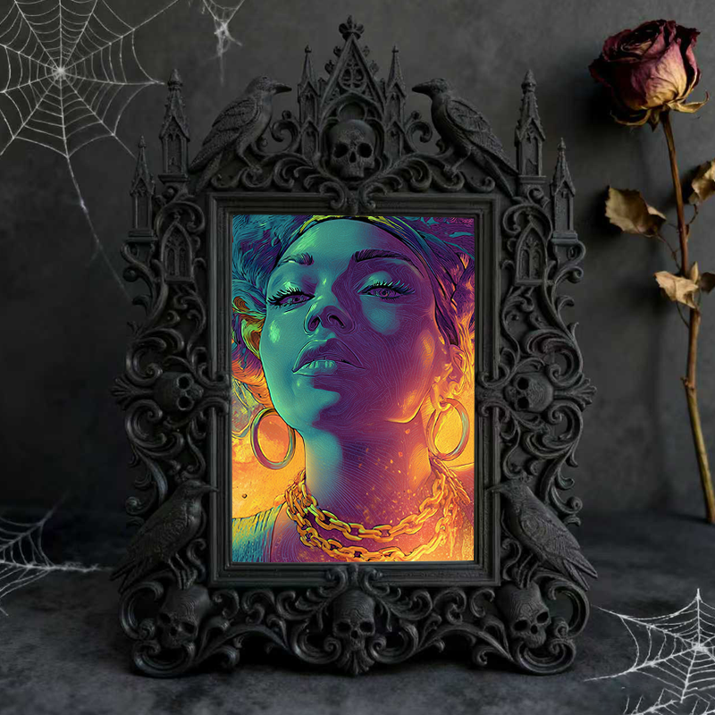 TikTok-viral Gothic Dark-style Photo Frame | Gothic Kids’ Dark Fairy Tale Room Decor, Photo Ornament, Wall-mountable & Tabletop, High-gloss 