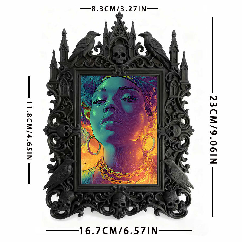 TikTok-viral Gothic Dark-style Photo Frame | Gothic Kids’ Dark Fairy Tale Room Decor, Photo Ornament, Wall-mountable & Tabletop, High-gloss 