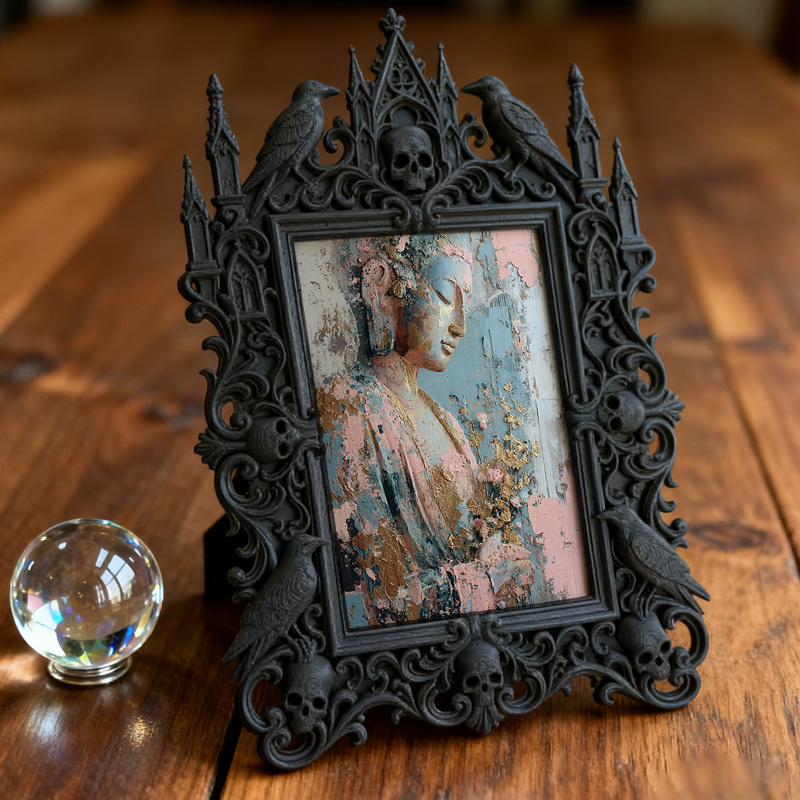 Insta-trending Gothic Dark-style Photo Frame | Horror Movie Fan Cave Decor, Photo Ornament, Dual-use Display, Minimalist Frame