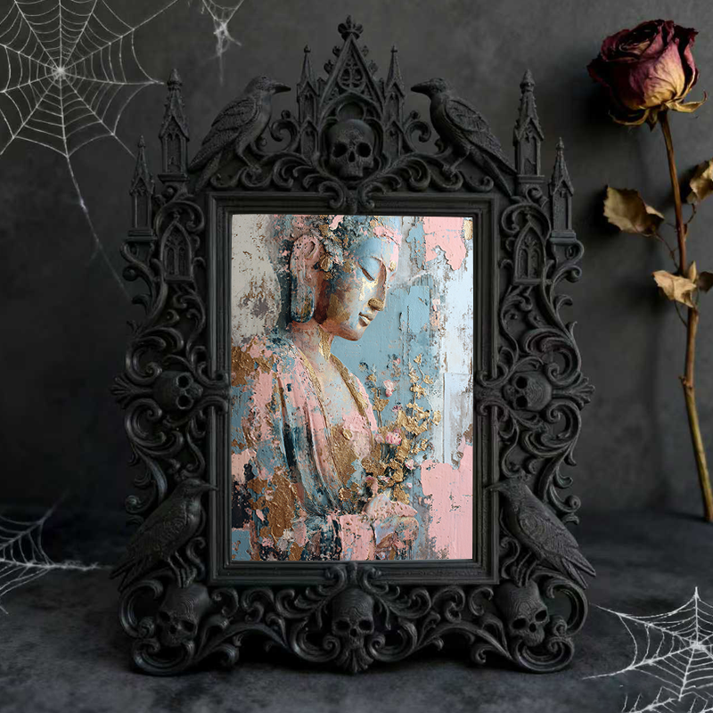 Insta-trending Gothic Dark-style Photo Frame | Horror Movie Fan Cave Decor, Photo Ornament, Dual-use Display, Minimalist Frame
