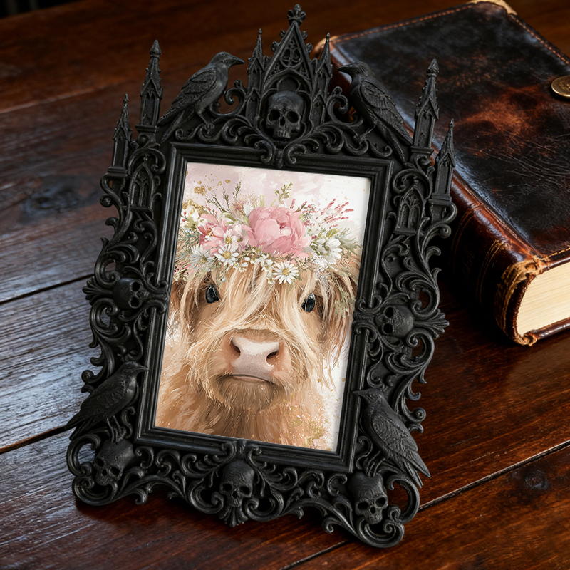 High-demand Gothic Dark-style Photo Frame | Witchy Kitchen Herb Rack Decor, Photo Ornament, Wall-mountable & Tabletop, Portable Frame