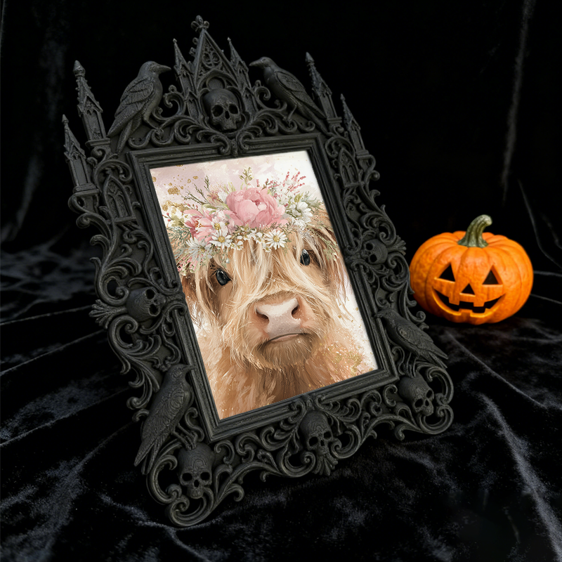 High-demand Gothic Dark-style Photo Frame | Witchy Kitchen Herb Rack Decor, Photo Ornament, Wall-mountable & Tabletop, Portable Frame