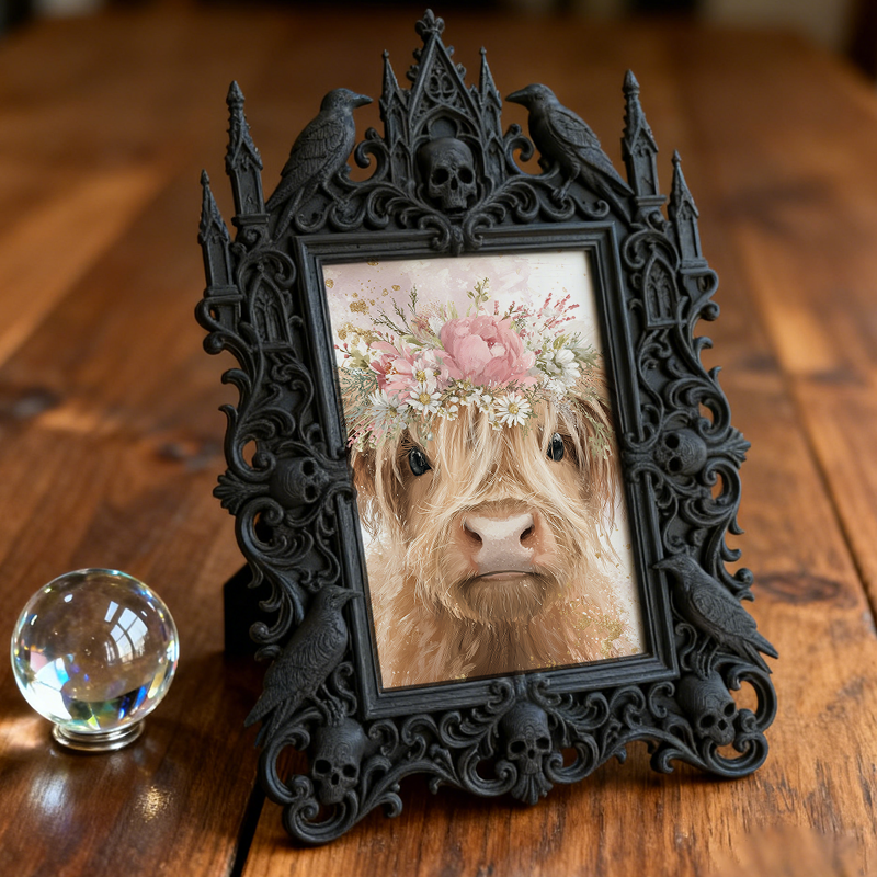 High-demand Gothic Dark-style Photo Frame | Witchy Kitchen Herb Rack Decor, Photo Ornament, Wall-mountable & Tabletop, Portable Frame