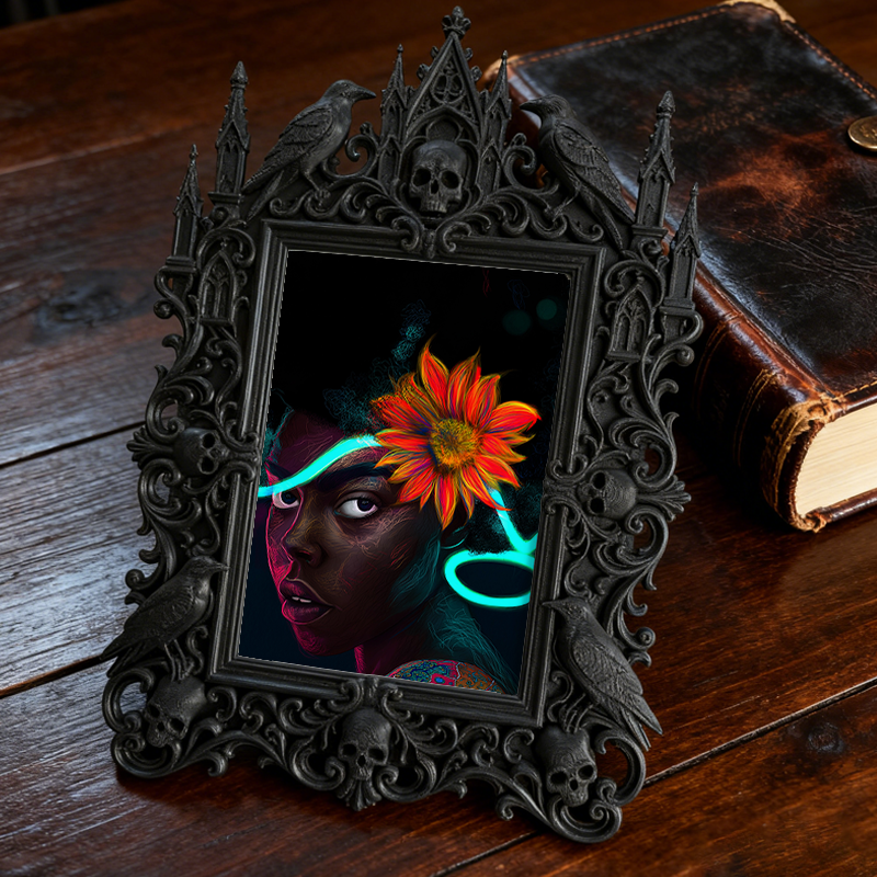 Must-own Gothic Dark-style Photo Frame | Paranormal Themed Guest Room Decor, Photo Ornament, Wall-mountable & Tabletop, Elegant Frame