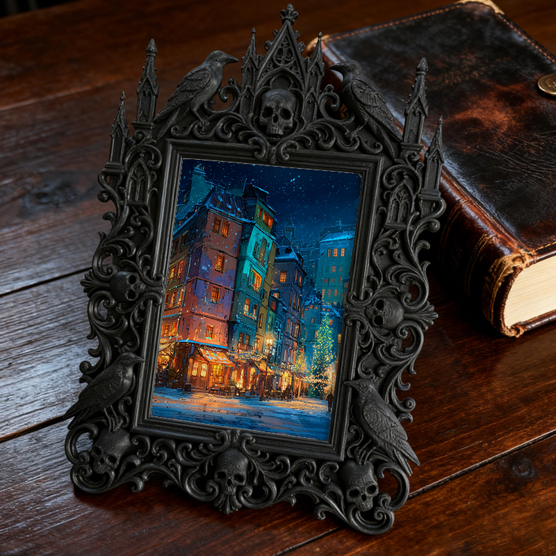 Sought-after Gothic Dark-style Photo Frame | Gothic Pet Bedside Decor, Photo Ornament, Dual-use Display, Cute Frame