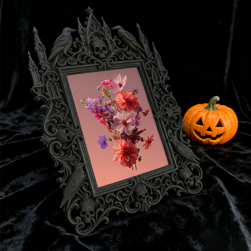 Reel-hit Gothic Dark-style Photo Frame | Gothic Front Porch Decor, Photo Ornament, Wall-mountable & Tabletop, Plastic Frame