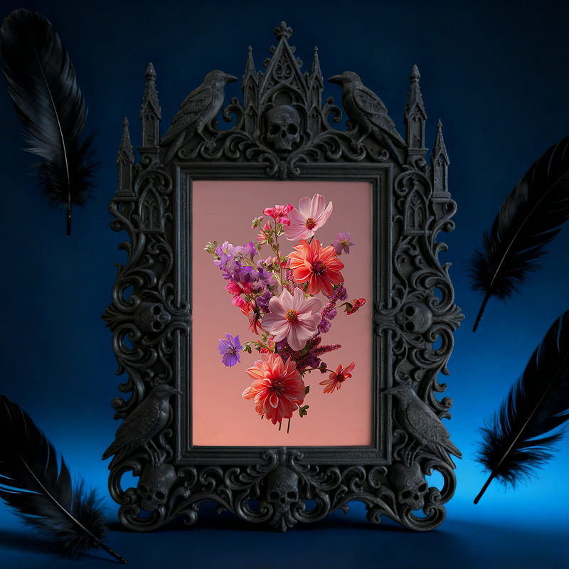 Reel-hit Gothic Dark-style Photo Frame | Gothic Front Porch Decor, Photo Ornament, Wall-mountable & Tabletop, Plastic Frame