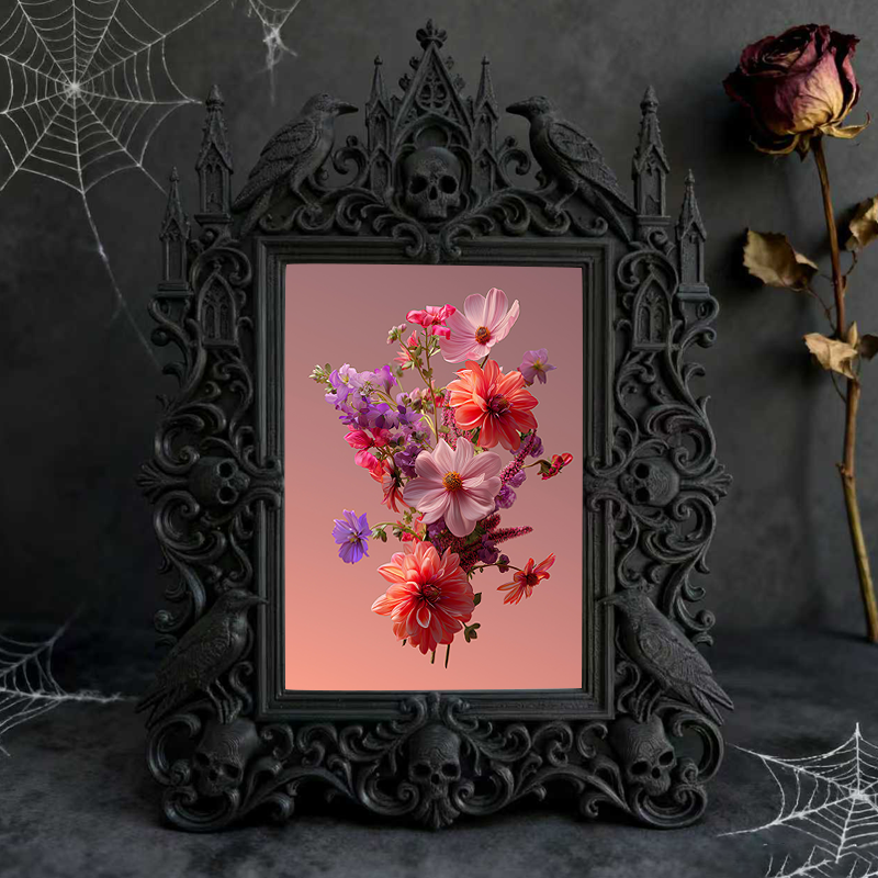 Reel-hit Gothic Dark-style Photo Frame | Gothic Front Porch Decor, Photo Ornament, Wall-mountable & Tabletop, Plastic Frame