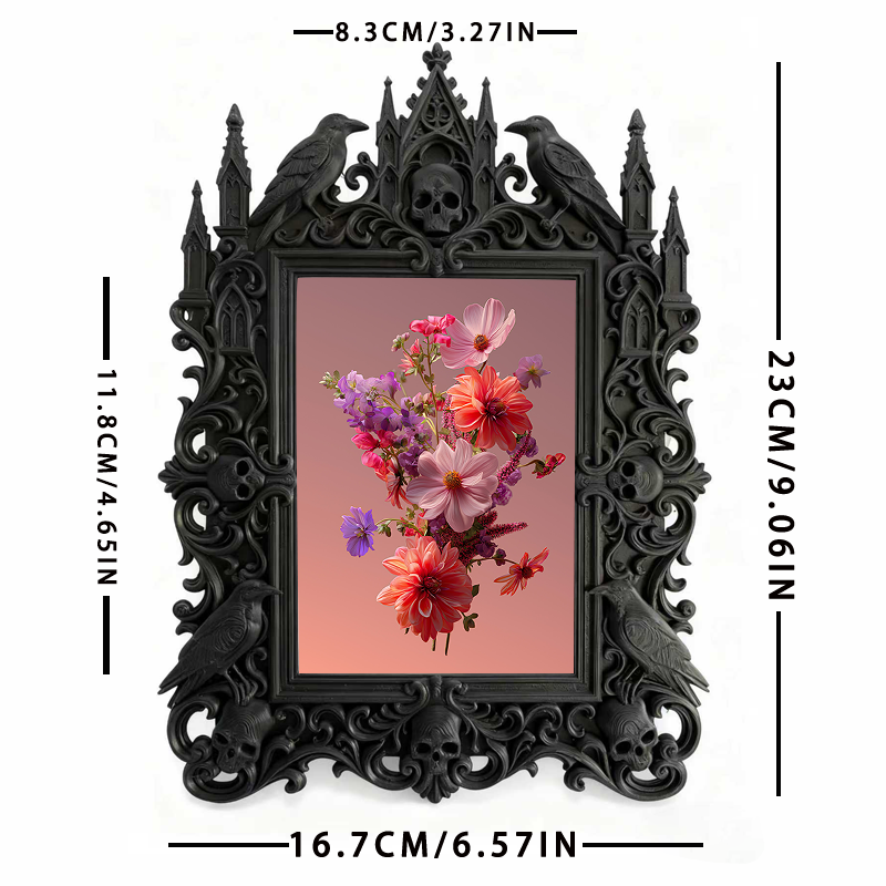 Reel-hit Gothic Dark-style Photo Frame | Gothic Front Porch Decor, Photo Ornament, Wall-mountable & Tabletop, Plastic Frame