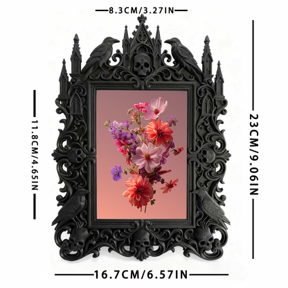 Reel-hit Gothic Dark-style Photo Frame | Gothic Front Porch Decor, Photo Ornament, Wall-mountable & Tabletop, Plastic Frame