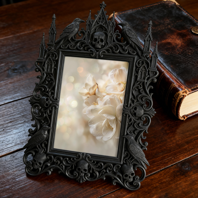Edgy-cool Gothic Dark-style Photo Frame | Dark Academia Student Lounge Decor, Photo Ornament, Wall/Table Dual-use, Durable Frame