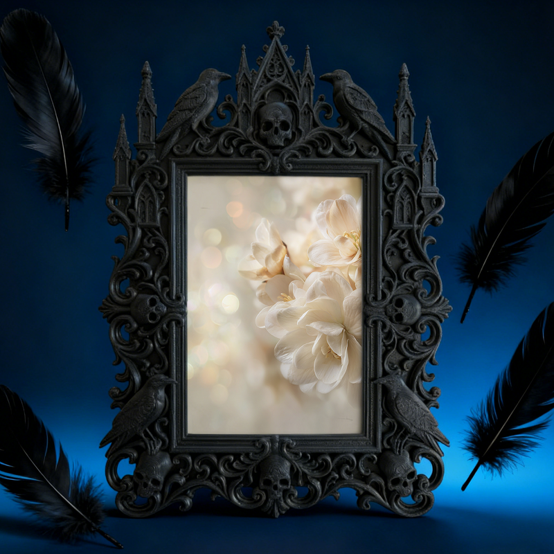 Edgy-cool Gothic Dark-style Photo Frame | Dark Academia Student Lounge Decor, Photo Ornament, Wall/Table Dual-use, Durable Frame