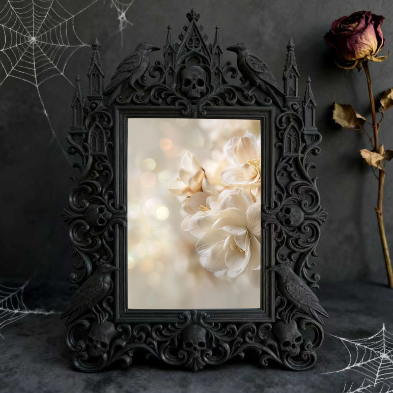 Edgy-cool Gothic Dark-style Photo Frame | Dark Academia Student Lounge Decor, Photo Ornament, Wall/Table Dual-use, Durable Frame