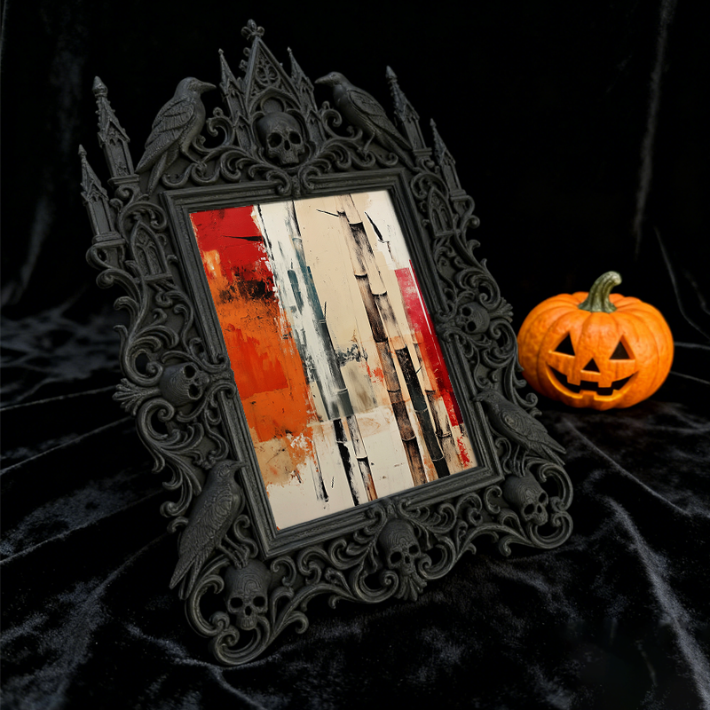 Luxe-dark Gothic Dark-style Photo Frame | Gothic Halloween Indoor Decor, Photo Ornament, Wall-mountable & Tabletop, Lightweight Frame