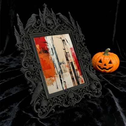 Luxe-dark Gothic Dark-style Photo Frame | Gothic Halloween Indoor Decor, Photo Ornament, Wall-mountable & Tabletop, Lightweight Frame