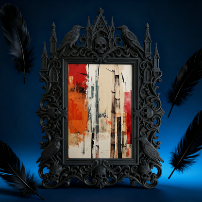 Luxe-dark Gothic Dark-style Photo Frame | Gothic Halloween Indoor Decor, Photo Ornament, Wall-mountable & Tabletop, Lightweight Frame