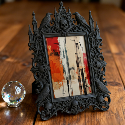 Luxe-dark Gothic Dark-style Photo Frame | Gothic Halloween Indoor Decor, Photo Ornament, Wall-mountable & Tabletop, Lightweight Frame