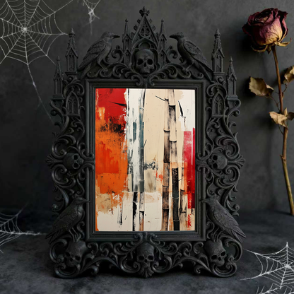 Luxe-dark Gothic Dark-style Photo Frame | Gothic Halloween Indoor Decor, Photo Ornament, Wall-mountable & Tabletop, Lightweight Frame