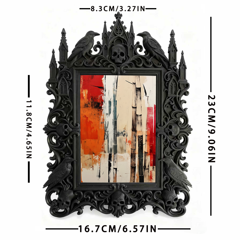 Luxe-dark Gothic Dark-style Photo Frame | Gothic Halloween Indoor Decor, Photo Ornament, Wall-mountable & Tabletop, Lightweight Frame