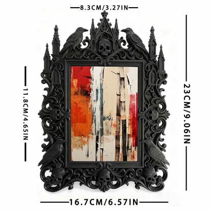 Luxe-dark Gothic Dark-style Photo Frame | Gothic Halloween Indoor Decor, Photo Ornament, Wall-mountable & Tabletop, Lightweight Frame