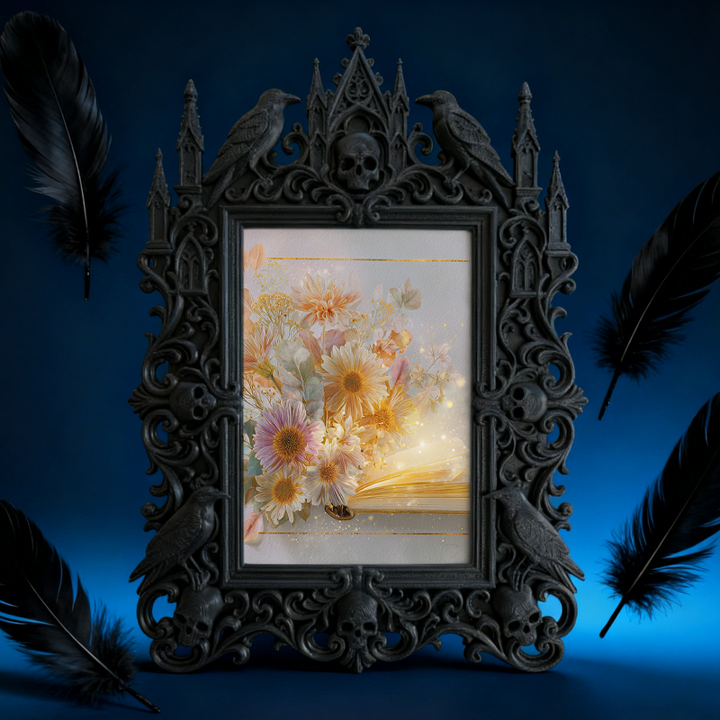 Hard-to-find Gothic Dark-style Photo Frame | Witchy Bedroom Vanity Decor, Photo Ornament, Dual-use Display, Retro Plastic Frame