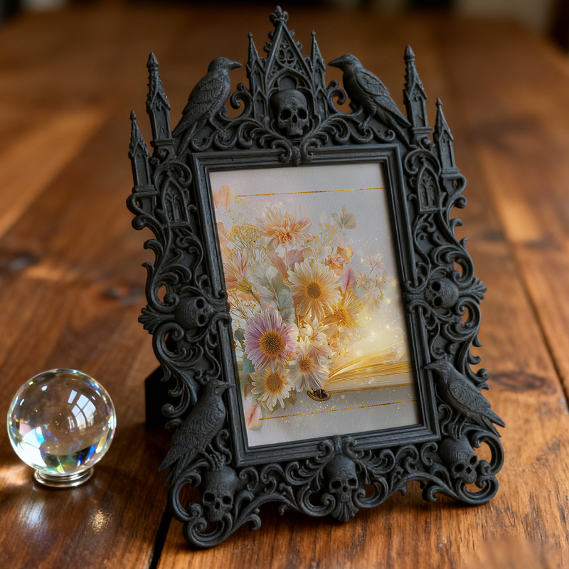 Hard-to-find Gothic Dark-style Photo Frame | Witchy Bedroom Vanity Decor, Photo Ornament, Dual-use Display, Retro Plastic Frame