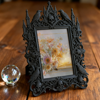 Hard-to-find Gothic Dark-style Photo Frame | Witchy Bedroom Vanity Decor, Photo Ornament, Dual-use Display, Retro Plastic Frame