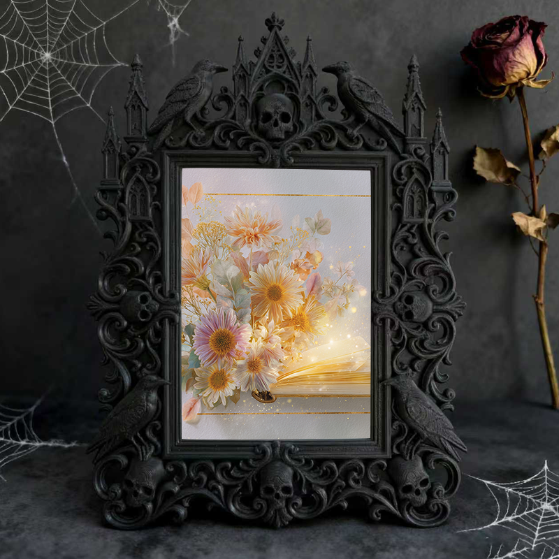 Hard-to-find Gothic Dark-style Photo Frame | Witchy Bedroom Vanity Decor, Photo Ornament, Dual-use Display, Retro Plastic Frame