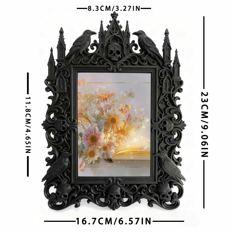 Hard-to-find Gothic Dark-style Photo Frame | Witchy Bedroom Vanity Decor, Photo Ornament, Dual-use Display, Retro Plastic Frame