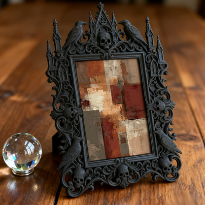 One-of-a-kind Gothic Dark-style Photo Frame | Gothic Living Room Coffee Table Decor, Photo Ornament, Wall-mountable & Tabletop, Scratch-resi