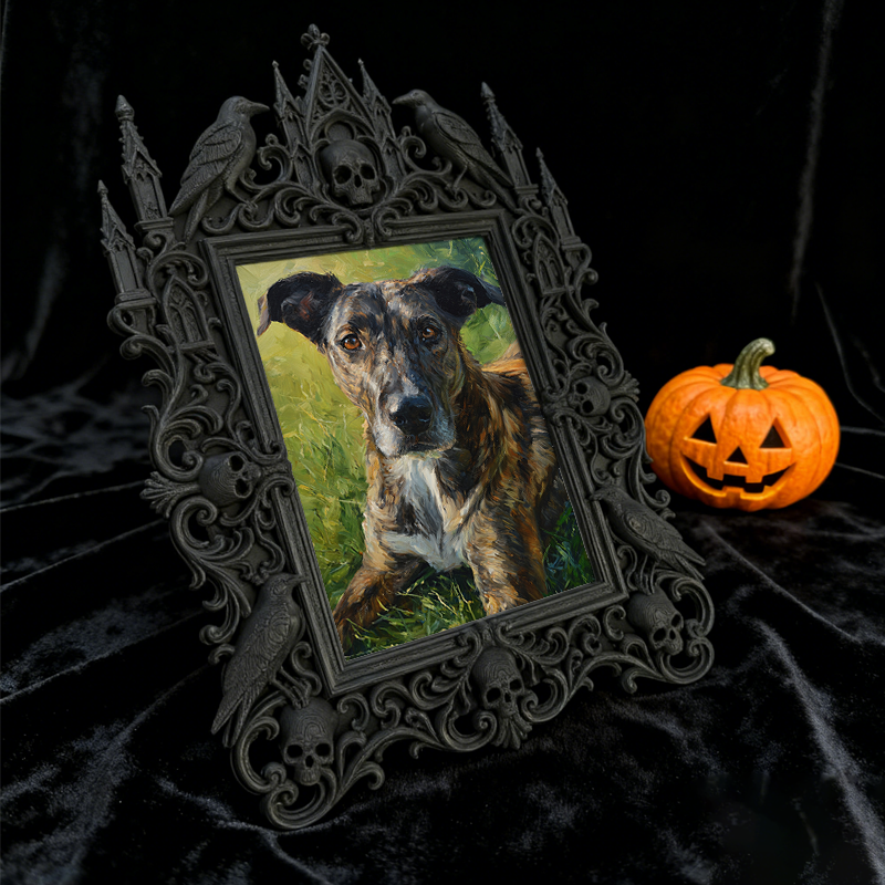 Elegant-spooky Gothic Dark-style Photo Frame | Gothic Home Office Desk Decor, Photo Ornament, Wall-mountable & Tabletop, Slim Frame
