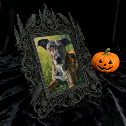Elegant-spooky Gothic Dark-style Photo Frame | Gothic Home Office Desk Decor, Photo Ornament, Wall-mountable & Tabletop, Slim Frame