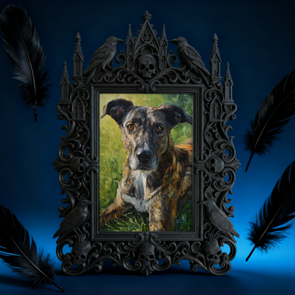 Elegant-spooky Gothic Dark-style Photo Frame | Gothic Home Office Desk Decor, Photo Ornament, Wall-mountable & Tabletop, Slim Frame