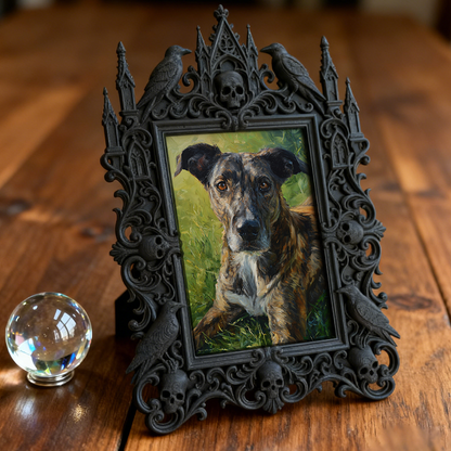 Elegant-spooky Gothic Dark-style Photo Frame | Gothic Home Office Desk Decor, Photo Ornament, Wall-mountable & Tabletop, Slim Frame