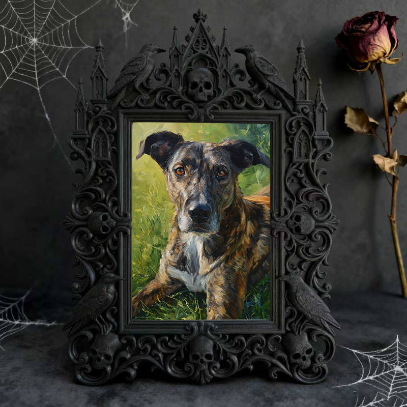 Elegant-spooky Gothic Dark-style Photo Frame | Gothic Home Office Desk Decor, Photo Ornament, Wall-mountable & Tabletop, Slim Frame