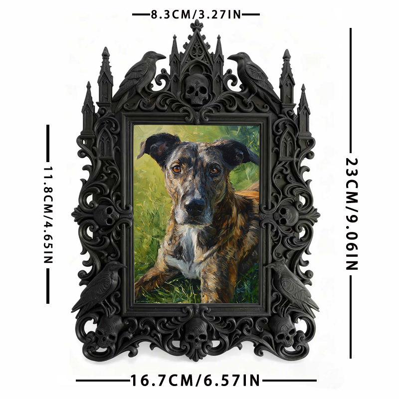 Elegant-spooky Gothic Dark-style Photo Frame | Gothic Home Office Desk Decor, Photo Ornament, Wall-mountable & Tabletop, Slim Frame