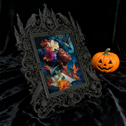 Bold-eye-catching Gothic Dark-style Photo Frame | Occult Book Shelf Decor, Photo Ornament, Wall-mountable & Tabletop, Collectible Frame