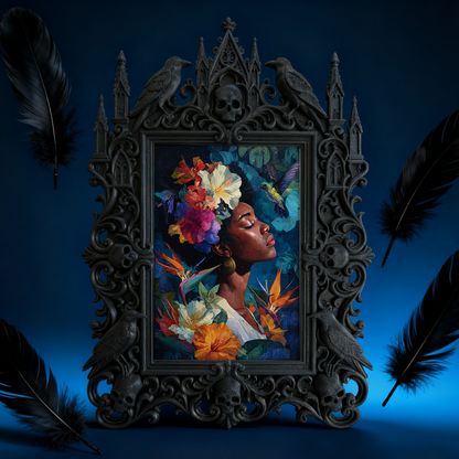 Bold-eye-catching Gothic Dark-style Photo Frame | Occult Book Shelf Decor, Photo Ornament, Wall-mountable & Tabletop, Collectible Frame