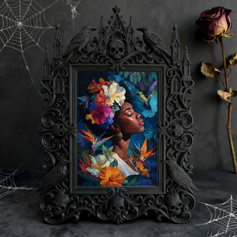 Bold-eye-catching Gothic Dark-style Photo Frame | Occult Book Shelf Decor, Photo Ornament, Wall-mountable & Tabletop, Collectible Frame