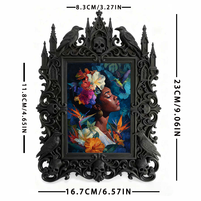 Bold-eye-catching Gothic Dark-style Photo Frame | Occult Book Shelf Decor, Photo Ornament, Wall-mountable & Tabletop, Collectible Frame