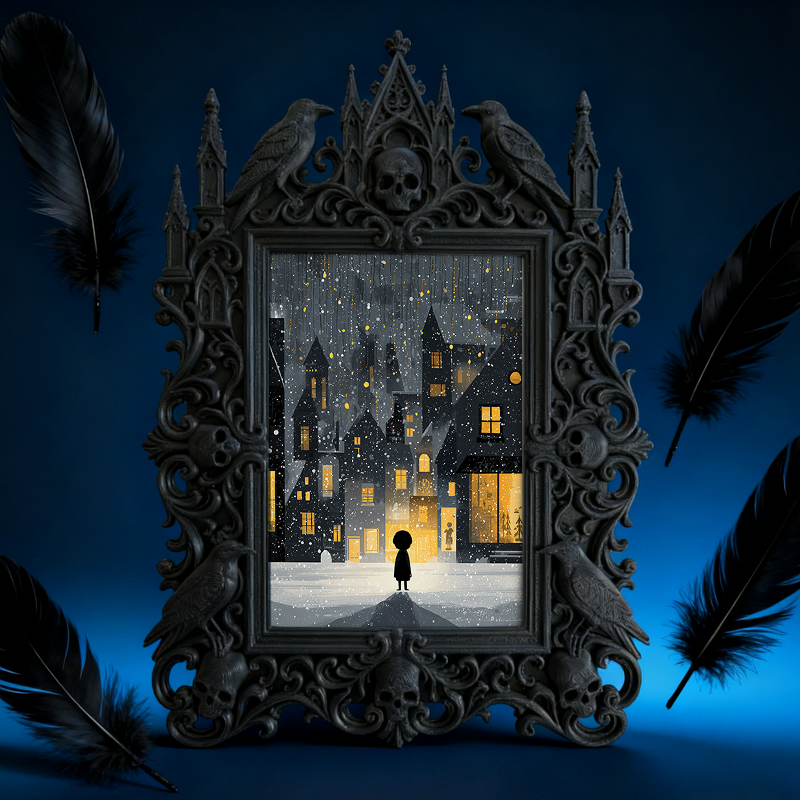 Cute-spooky Gothic Dark-style Photo Frame | Gothic Backyard Patio Decor, Photo Ornament, Wall/Table Dual-use, Rustic Frame