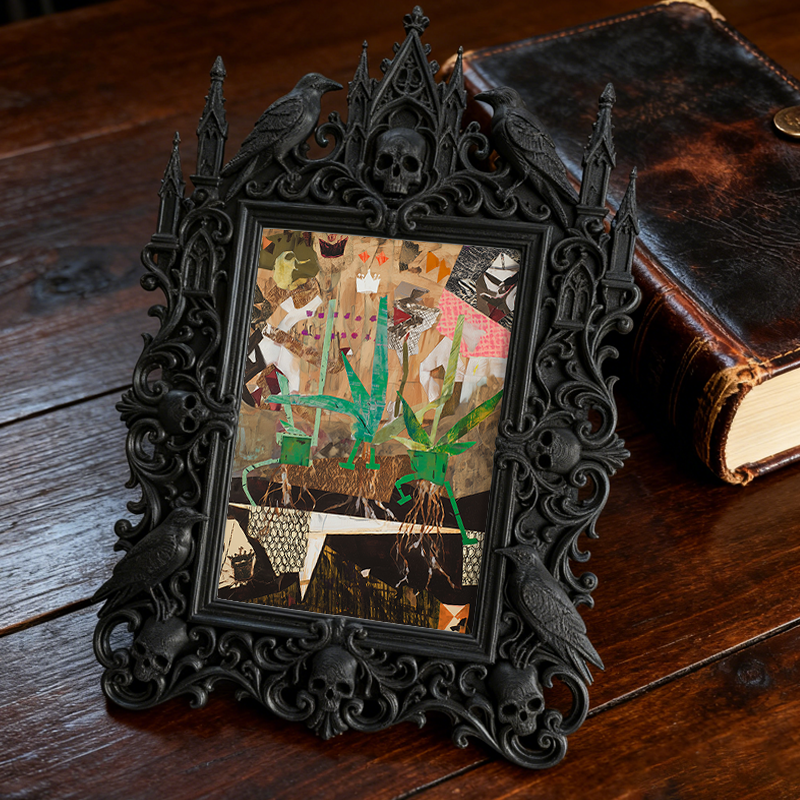 Reel-hit Gothic Dark-style Photo Frame | Dark Academia Journaling Supplies Shop Decor, Photo Ornament, Wall/Table Dual-use, Durable Frame
