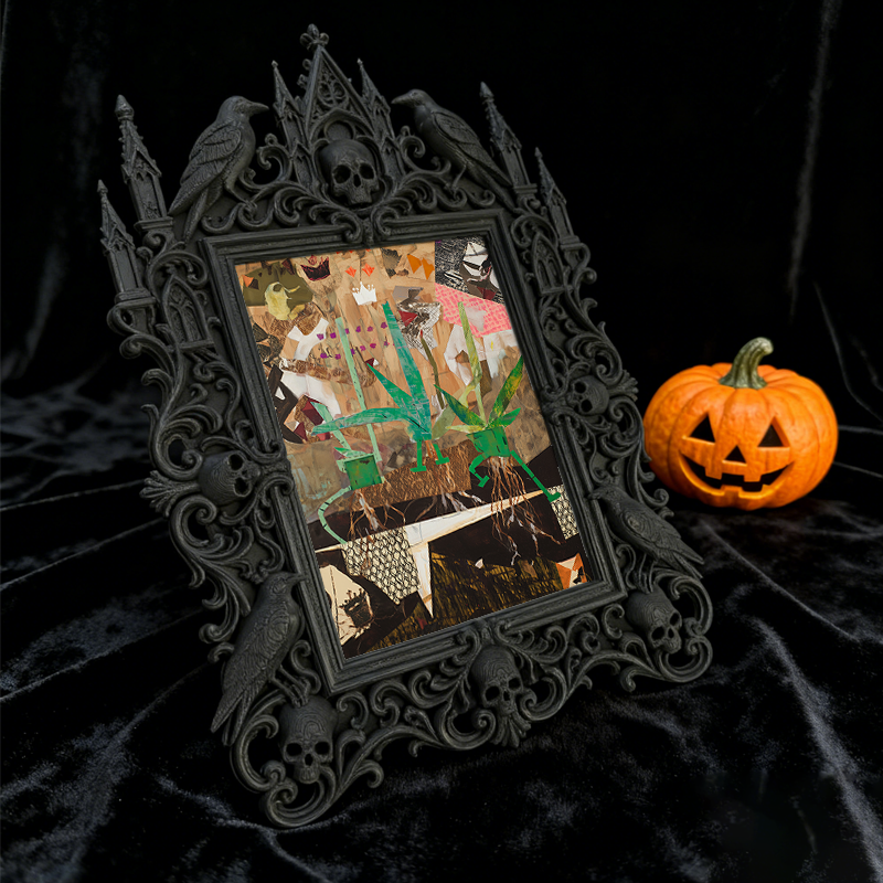 Reel-hit Gothic Dark-style Photo Frame | Dark Academia Journaling Supplies Shop Decor, Photo Ornament, Wall/Table Dual-use, Durable Frame